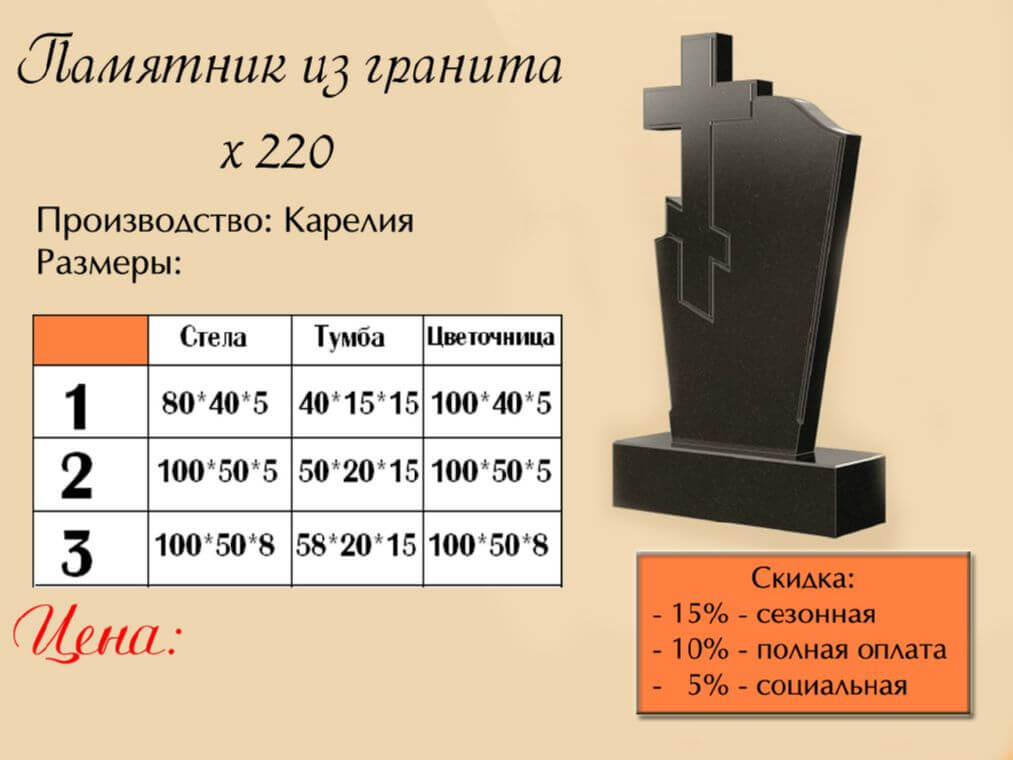Памятник одинарный 220